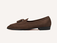 Sagan Rubber Tassel Loafers in Deep Taupe Asteria Suede