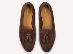 Sagan Rubber Tassel Loafers in Deep Taupe Asteria Suede