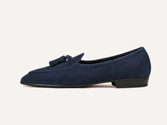Sagan Rubber Tassel Loafers in Midnight Navy Asteria Suede