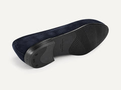Sagan Rubber Tassel Loafers in Midnight Navy Asteria Suede
