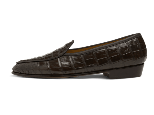 Sagan Classic Precious Leather Loafers in Dark Brown Crocodile