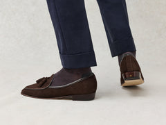 Sagan Classic Tassel Loafers in Lusitanias Dark Brown Asteria Suede