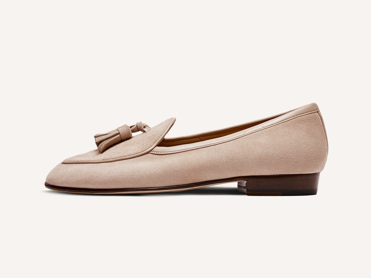 Sagan Classic Tassel Loafers in Albâtre Asteria Suede