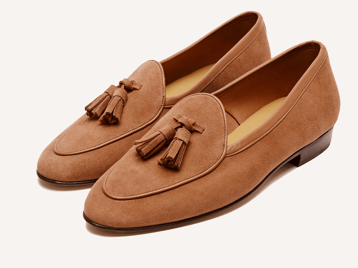 Sagan Classic Tassel Loafers in Moyen Brown Asteria Suede