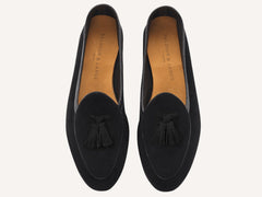 Sagan Classic Tassel Loafers in Obsidian Black Asteria Suede