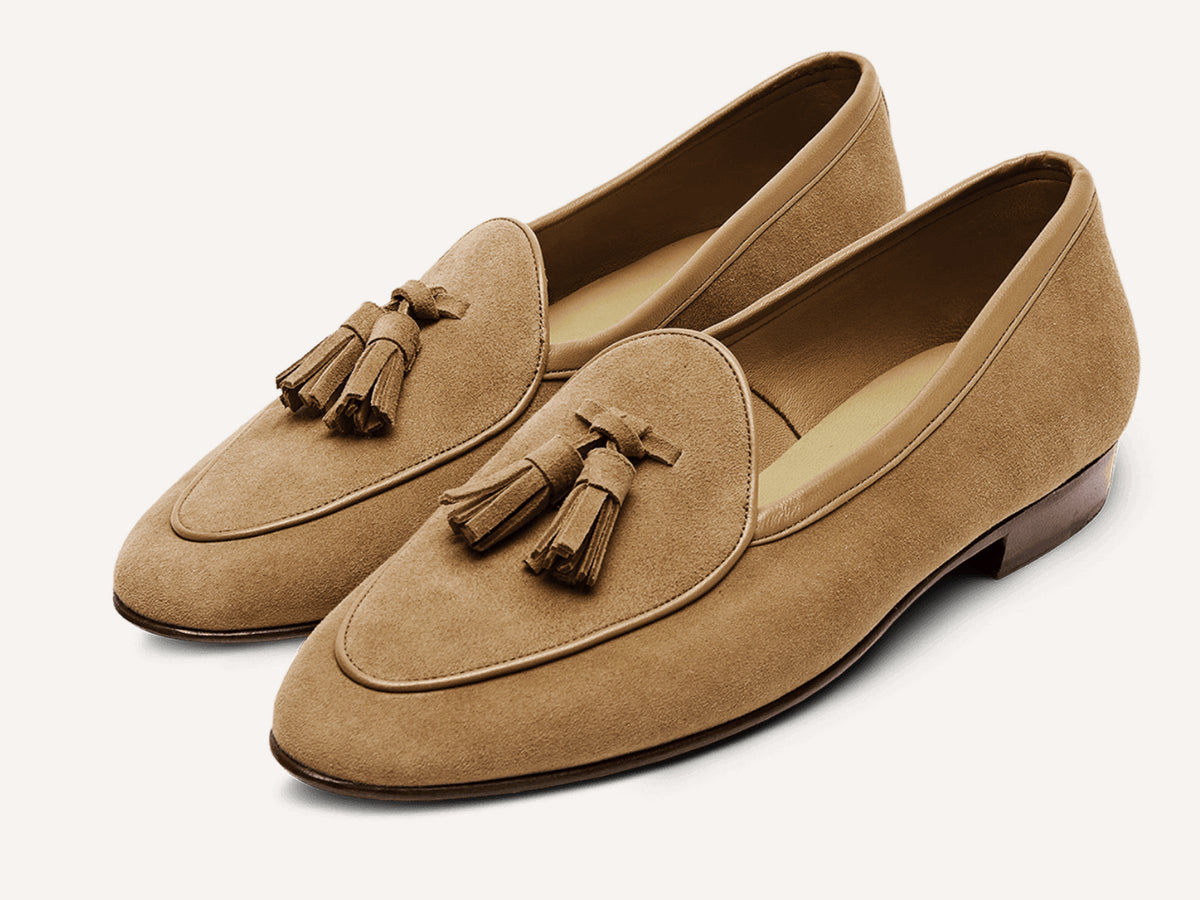 Sagan Classic Tassel Loafers in Sahara Asteria Suede