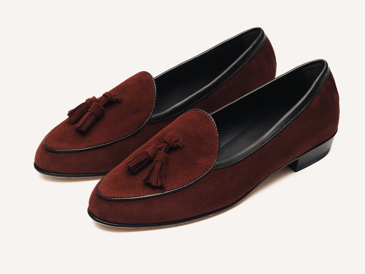 Sagan Tassel Loafers in Macassar Brown Suede