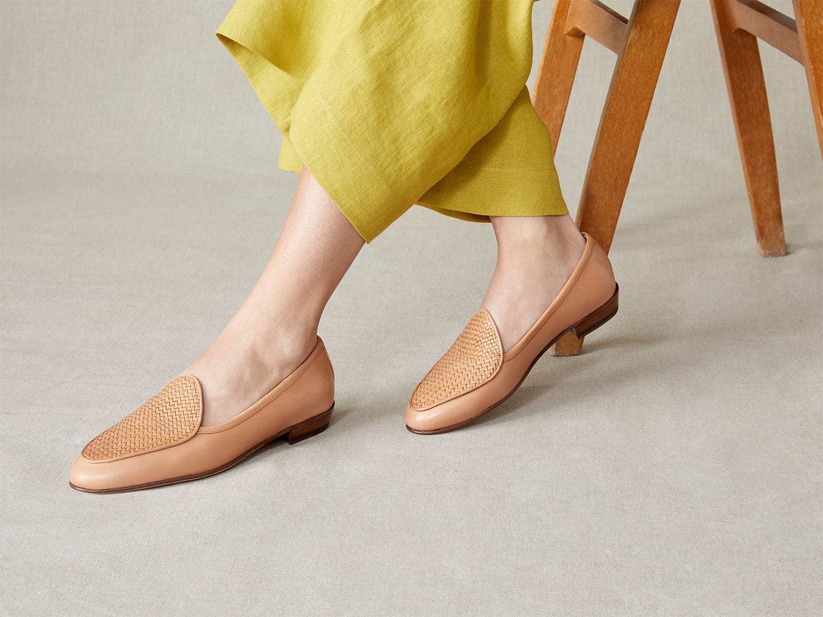 Sagan Loafers in Natural Micro Weave and Natural Baby Calf
