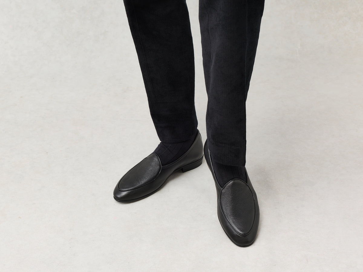 Sagan Rubber Loafers in Black Lunar Grain Calf