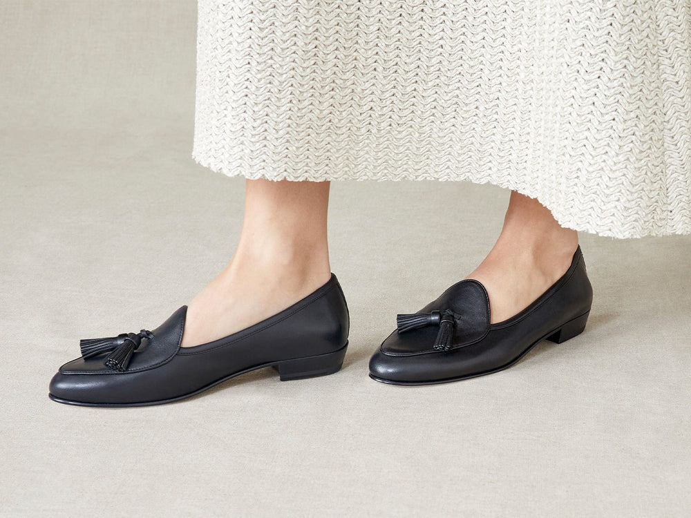 Sagan Classic Tassel Loafers in Black Nappa