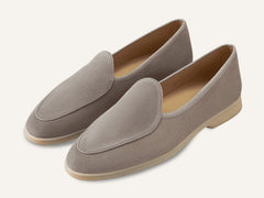 Stride Loafers in Sandy Grey Glove Suede Natural Sole