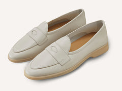 Stride Penny Loafers in Blanc Casse Moorland Calf with Natural Sole