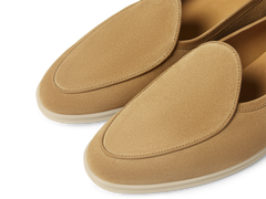 Stride Loafers in Caramel Glove Suede with Natural Sole