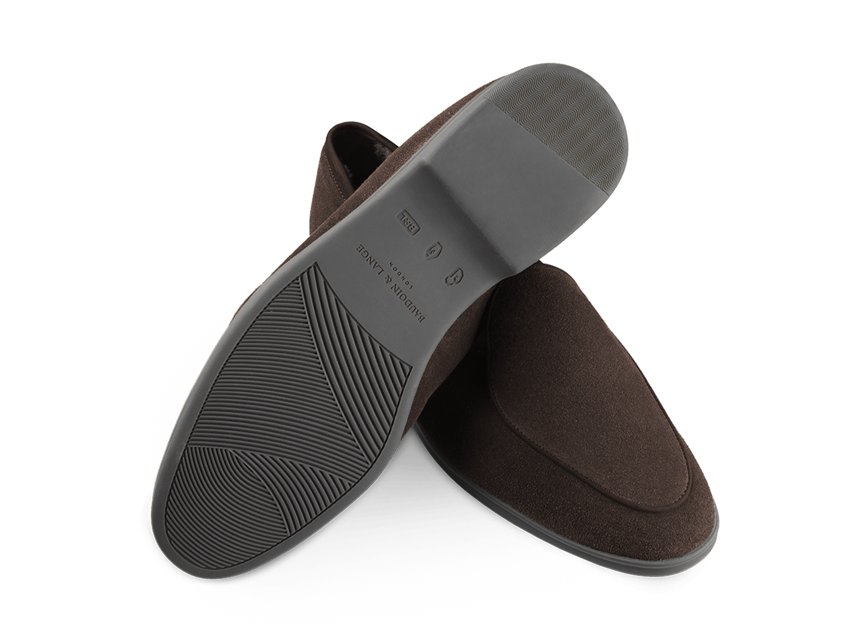 Stride Loafers in Dark Brown Glove Suede with Shearling Lining Dark Sole
