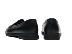 Stride Penny Loafers in Black Moorland Calf with Shearling Lining