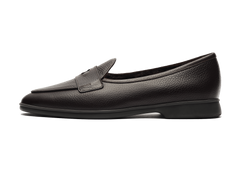 Stride Penny Loafers in Dark Brown Moorland Calf with Shearling Lining