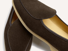 Stride Loafers in Dark Brown Glove Suede Natural Sole