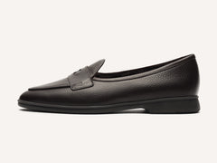 Stride Penny Loafers in Dark Brown Moorland Calf with Shearling Lining