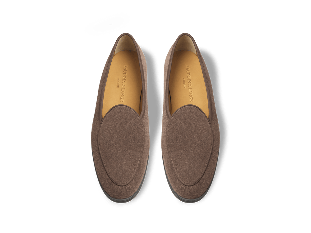Stride Loafers in Deep Taupe Glove Suede Dark Sole