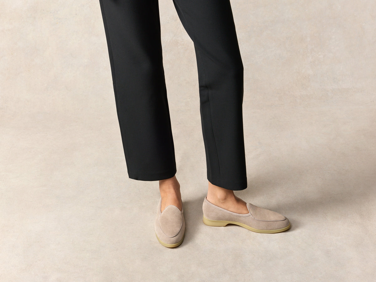 Stride Loafers in Sandy Grey Glove Suede Natural Sole