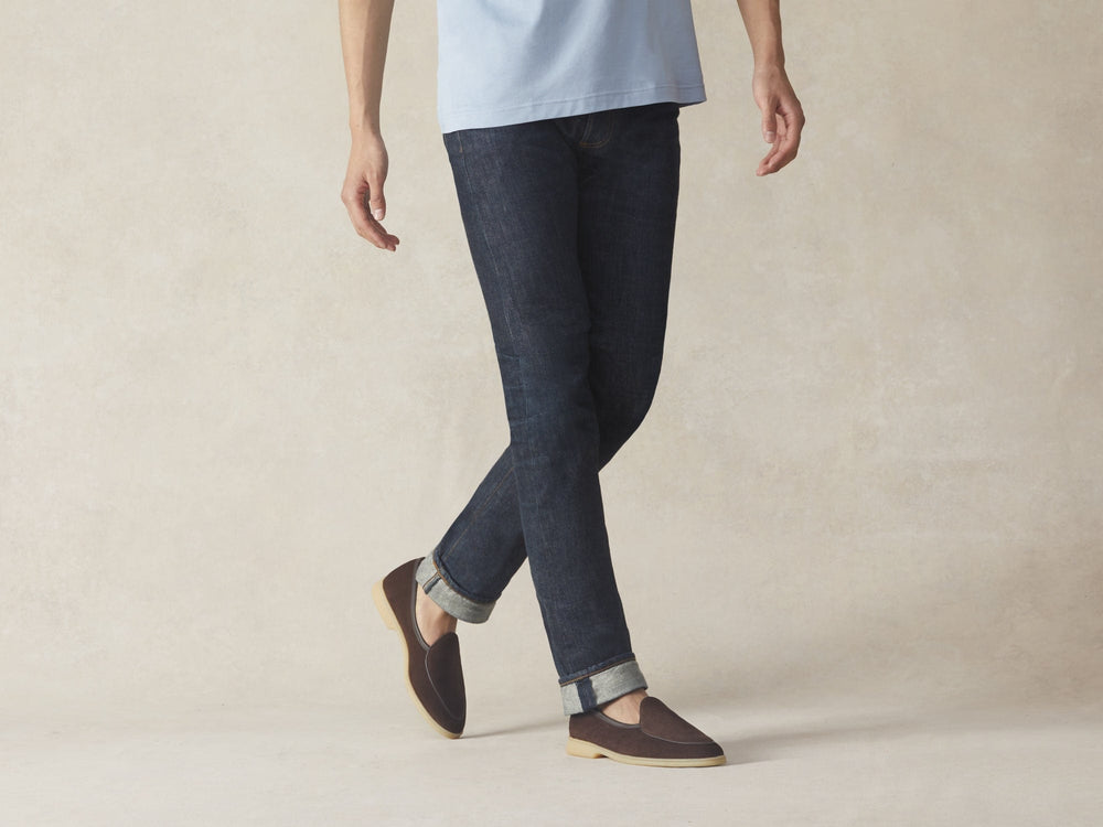 Stride Loafers in Dark Brown Glove Suede Natural Sole