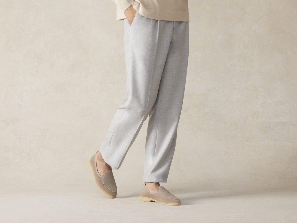 Stride Loafers in Sandy Grey Glove Suede Natural Sole