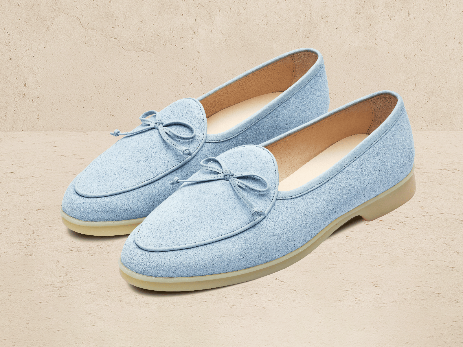 Stride String Loafers in Paraiba Blue Suede Natural Sole