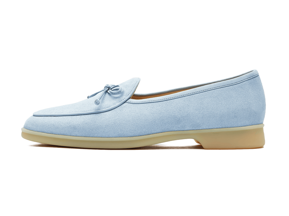 Stride String Loafers in Paraiba Blue Suede Natural Sole