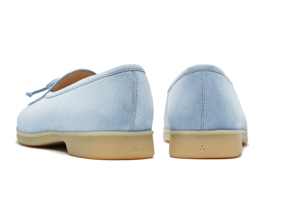 Stride String Loafers in Paraiba Blue Suede Natural Sole