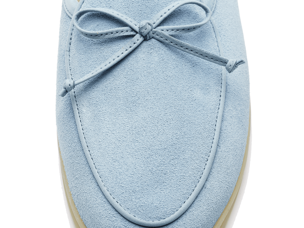 Stride String Loafers in Paraiba Blue Suede Natural Sole
