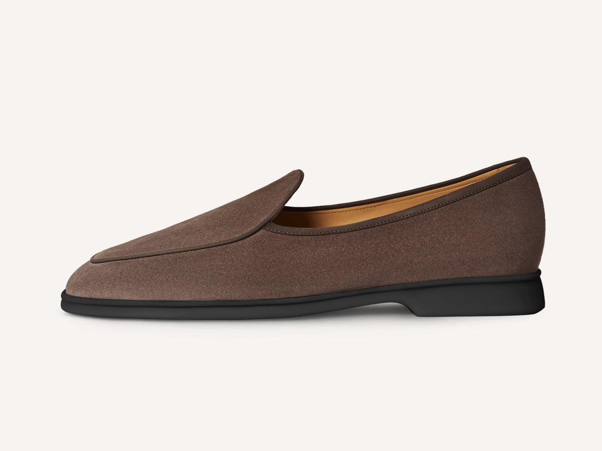 Stride Loafers in Deep Taupe Glove Suede Dark Sole