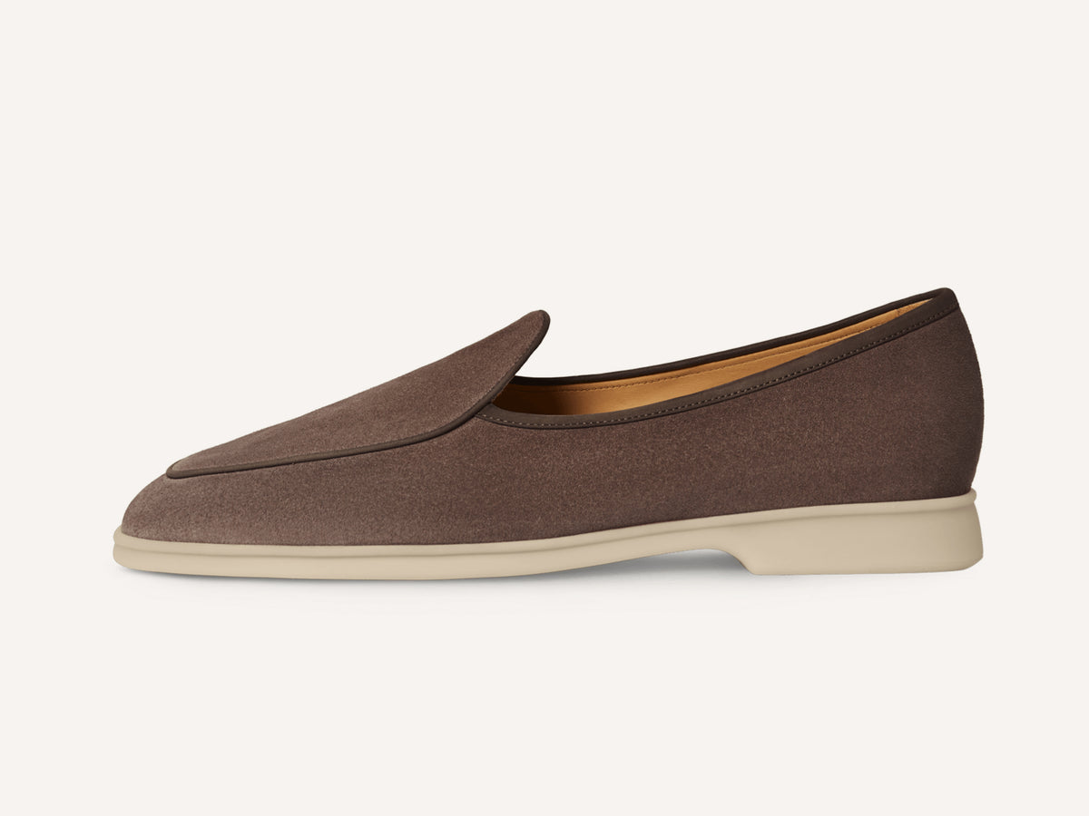 Stride Loafers in Fiji Taupe Glove Suede with Natural Sole