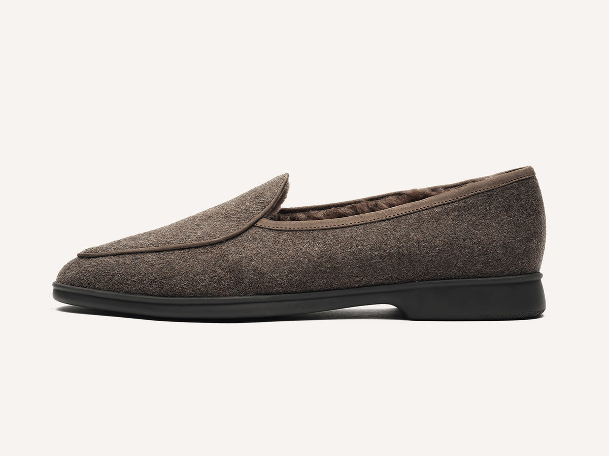 Stride Loafers in Grisaille Flannel with Shearling Lining