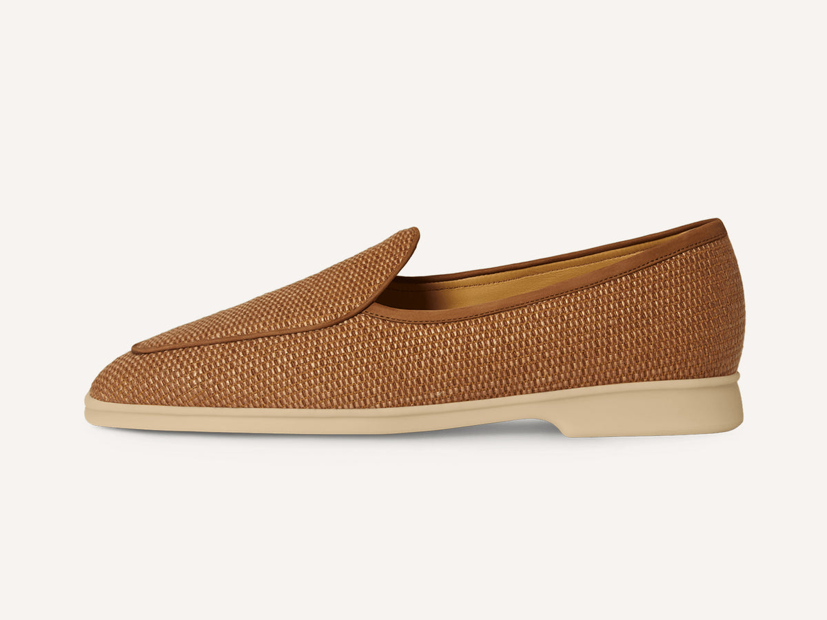 Stride Loafers in Honey Raffia with Natural Sole