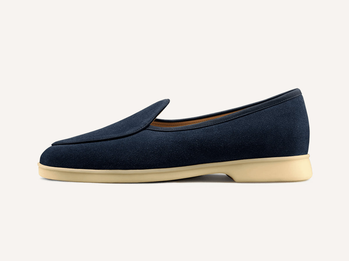 Stride Loafers in Midnight Navy Glove Suede Natural Sole