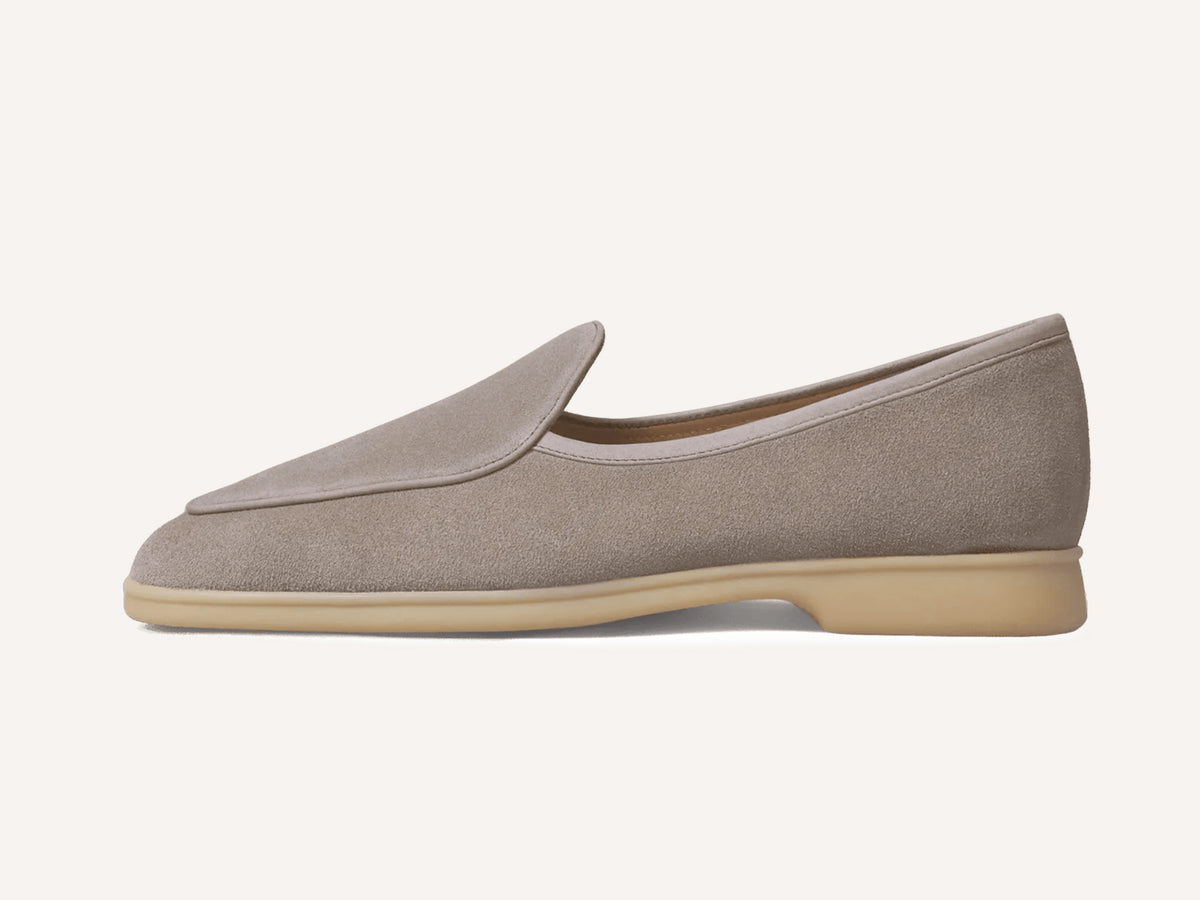 Stride Loafers in Sandy Grey Glove Suede Natural Sole
