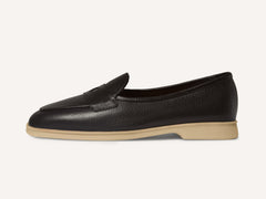 Stride Penny Loafers in Black Moorland Calf with Natural Sole