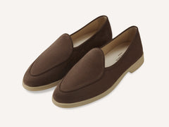 Stride Loafers in Deep Taupe Glove Suede Natural Sole