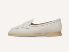 Stride Penny Loafers in Blanc Casse Moorland Calf with Natural Sole