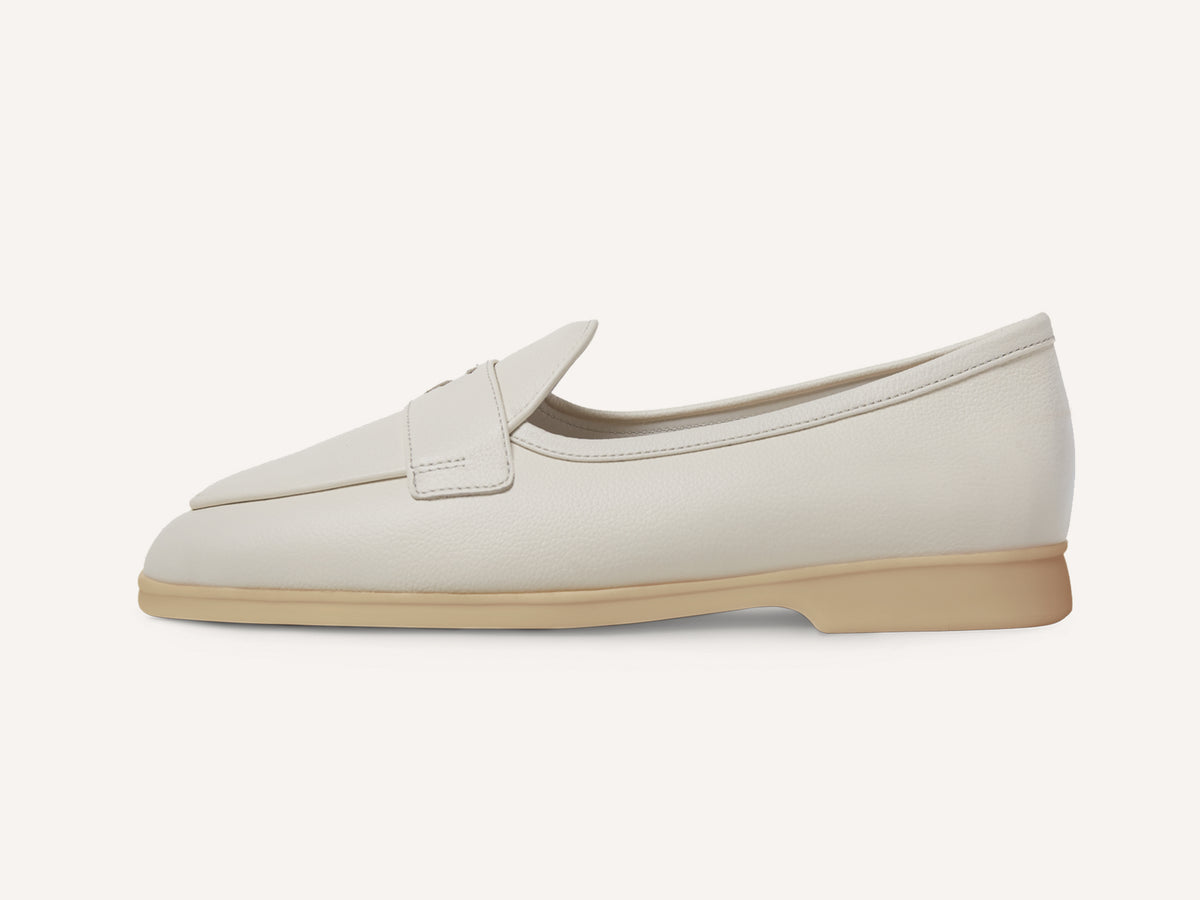 Stride Penny Loafers in Blanc Casse Moorland Calf with Natural Sole