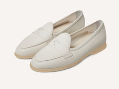 Stride Penny Loafers in Blanc Casse Moorland Calf with Natural Sole