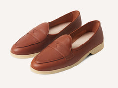 Stride Penny Loafers in Tan Moorland Calf with Natural Sole