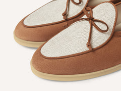 Stride String Loafers in Casaque Glove Suede and Linen Merlinen