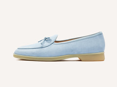 Stride String Loafers in Paraiba Blue Suede Natural Sole