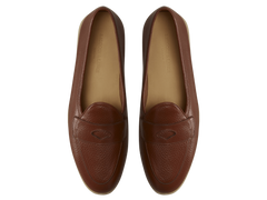 Stride Penny Loafers in Tan Moorland Calf with Natural Sole