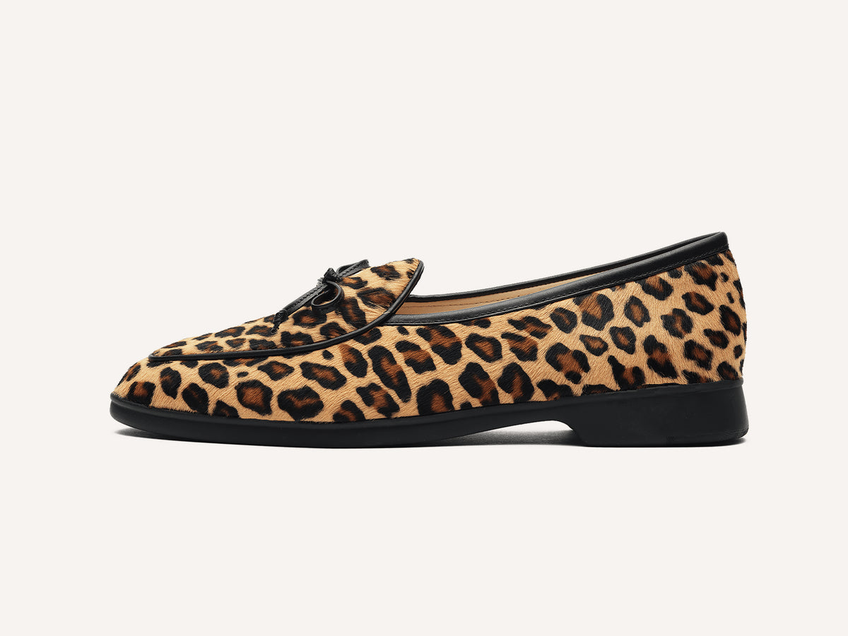 Stride String Loafers in Leopard Print Calf Hair