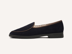 Stride Loafers in Midnight Navy Suede with Shearling Lining