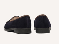 Stride Loafers in Midnight Navy Suede with Shearling Lining