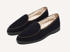 Stride Loafers in Midnight Navy Suede with Shearling Lining