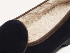 Stride Loafers in Midnight Navy Suede with Shearling Lining